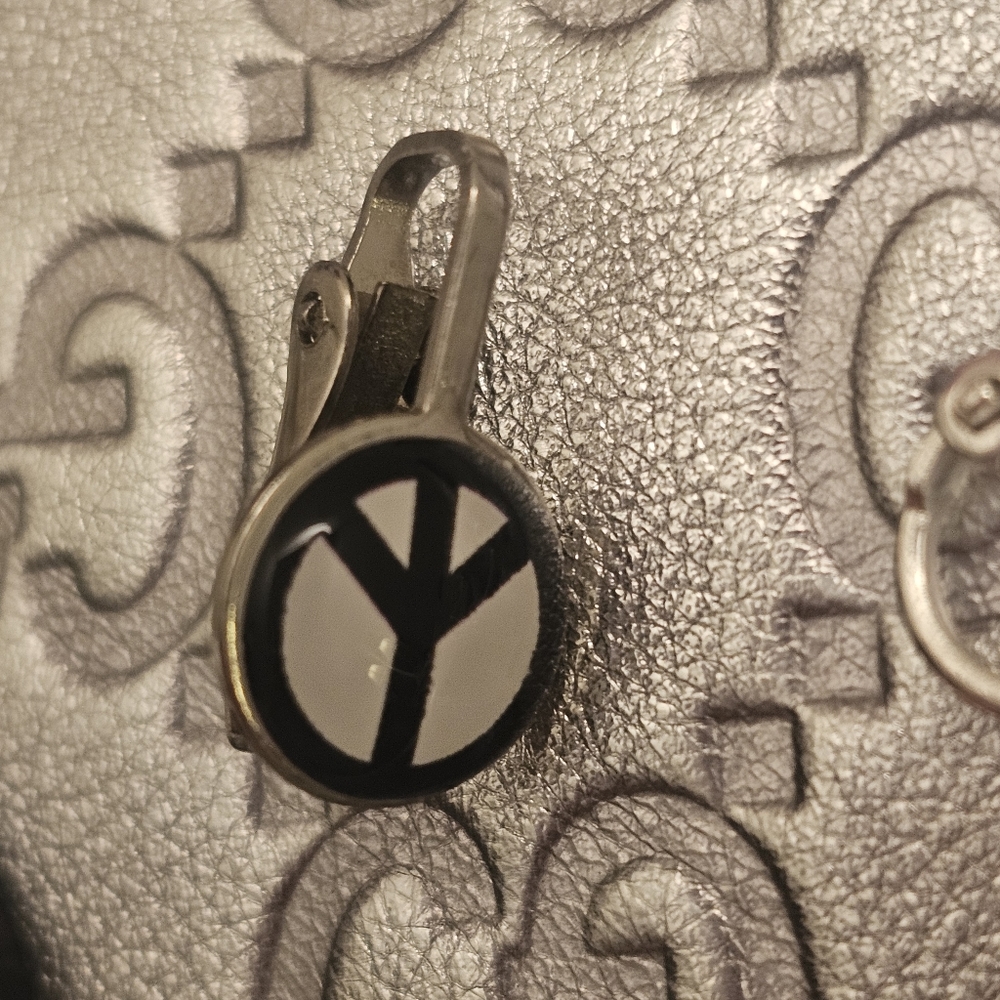 Peace Sign Clip-On Stud Earrings with free bonus mini stud - Picture 3 of 8